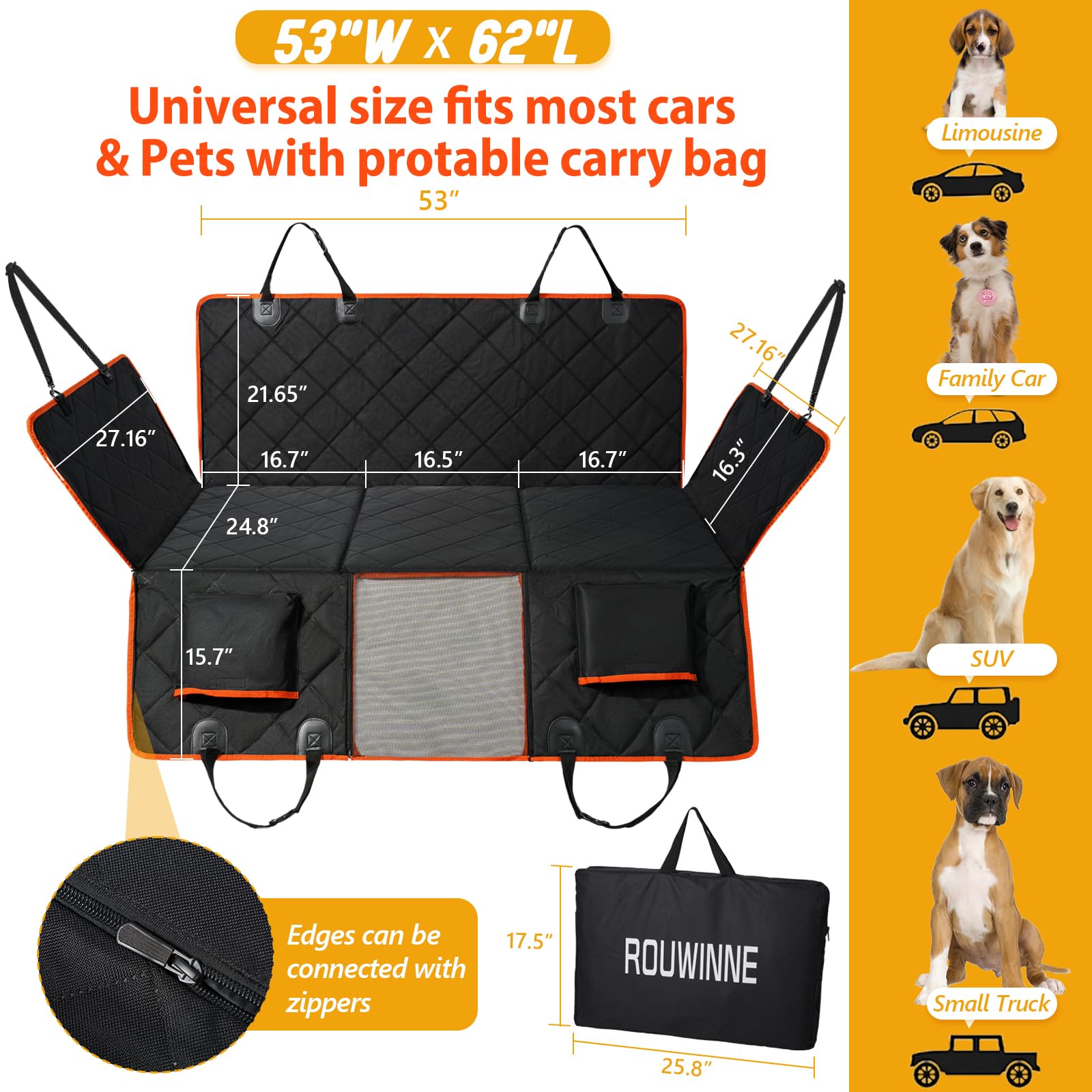 ROUWINNE side flaps shield doors from paw scratches on trips.