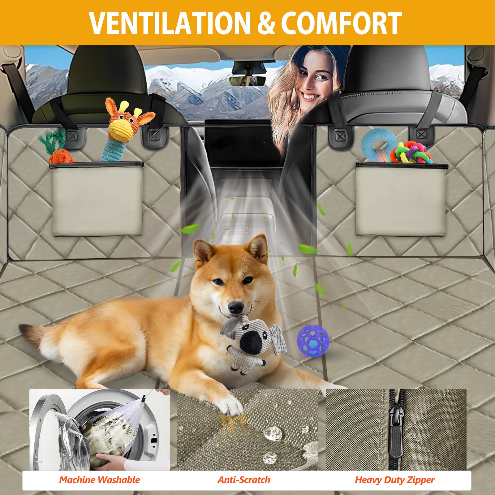 ROUWINNE back seat extender storage pockets keep toys and snacks handy