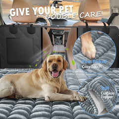 ROUWINNE backseat dog bed extends across back seat for wider coverage.
