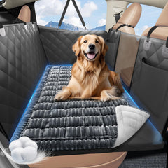 ROUWINNE backseat dog bed with non-slip bottom for secure car rides.