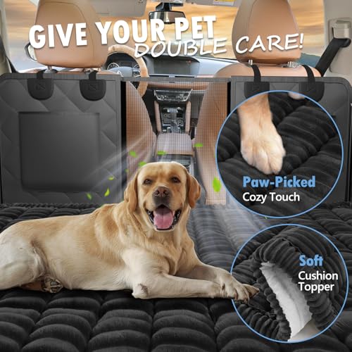 ROUWINNE backseat dog bed protects the backseat extender from claws and fur.