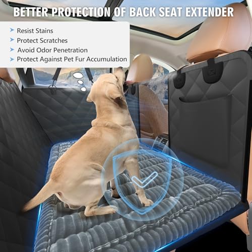 ROUWINNE backseat pet bed protects extender from claws, fur, and spills.