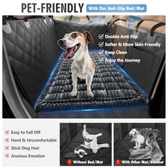 ROUWINNE backseat dog bed with soft flannel surface for cozy travels.