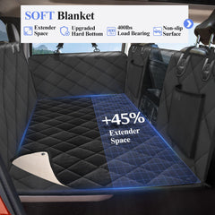 ROUWINNE back seat extender with hard bottom supports up to 400 pounds for larger dogs.