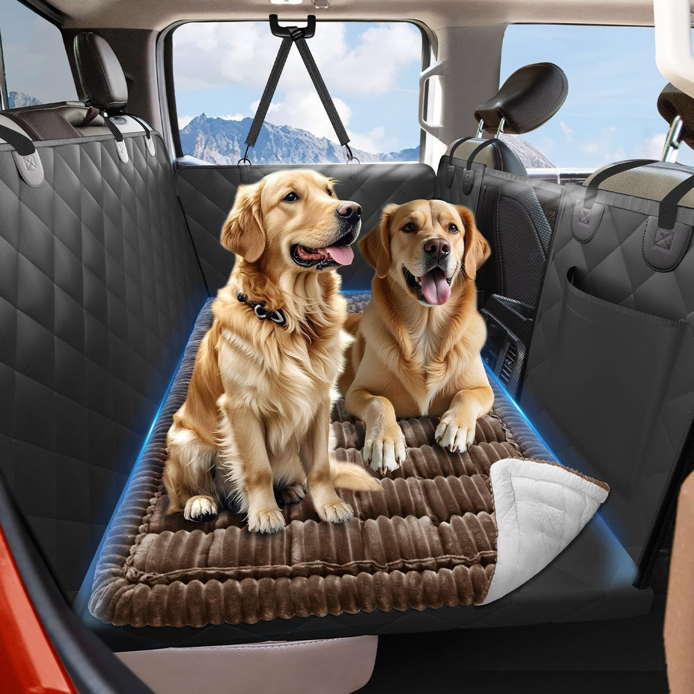 ROUWINNE dog bed on back seat with non-slip grip for safer car trips