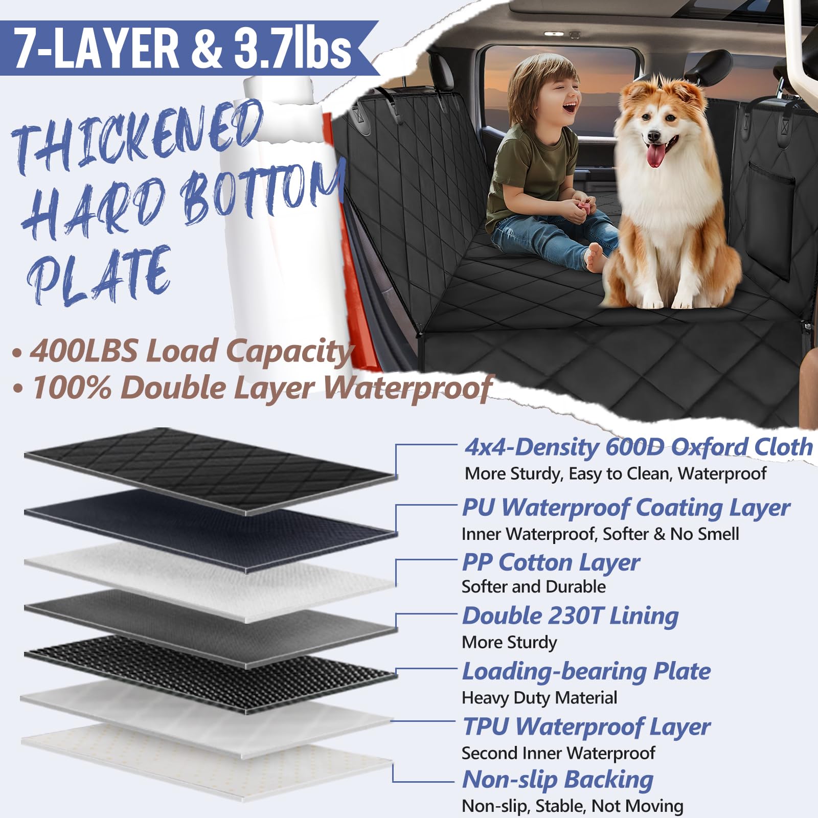ROUWINNE full-backseat waterproof protection shields upholstery from hair and spills