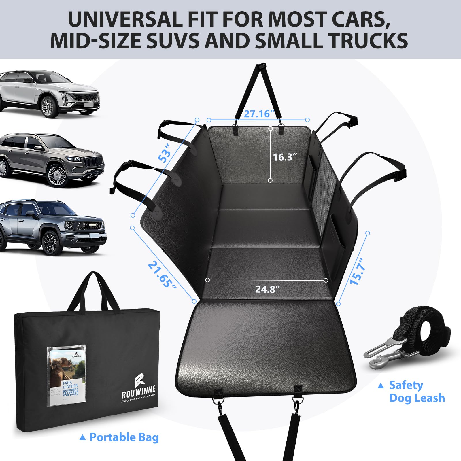 ROUWINNE waterproof back-seat protector keeps your car clean from spills and hair.