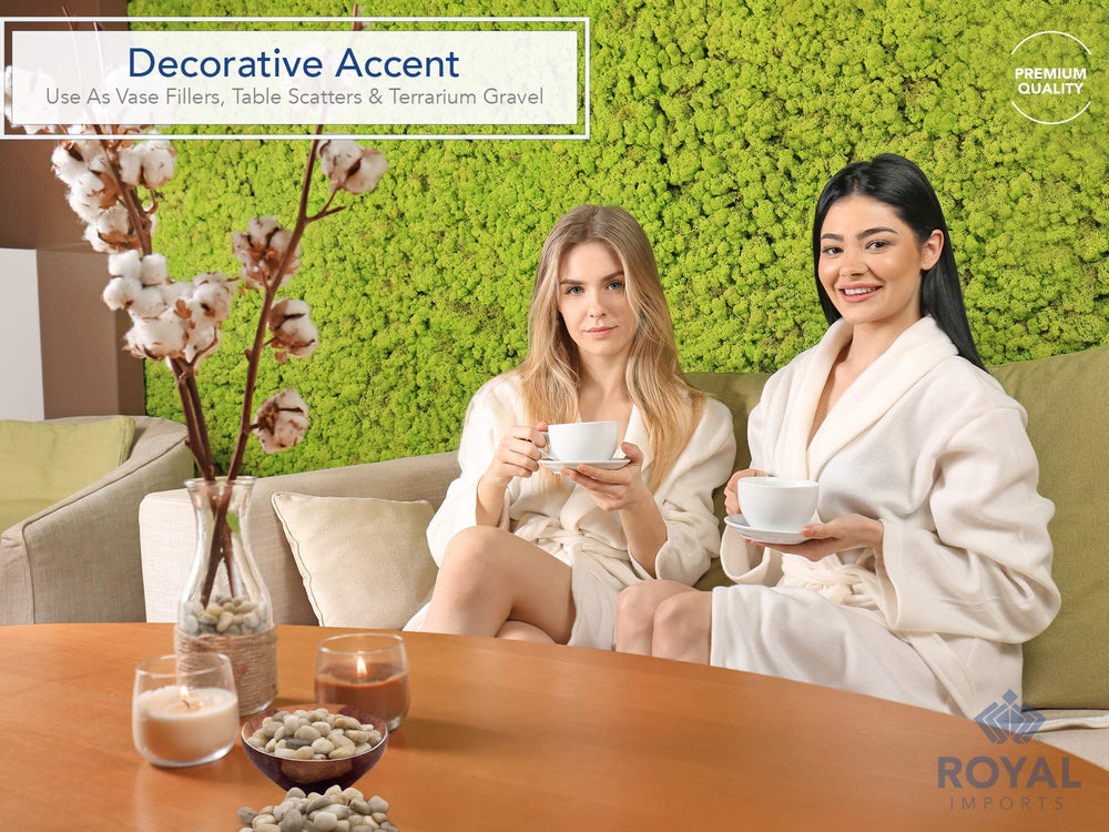Royal Imports river rocks in garden bed—natural tones boost earthy landscape aesthetics