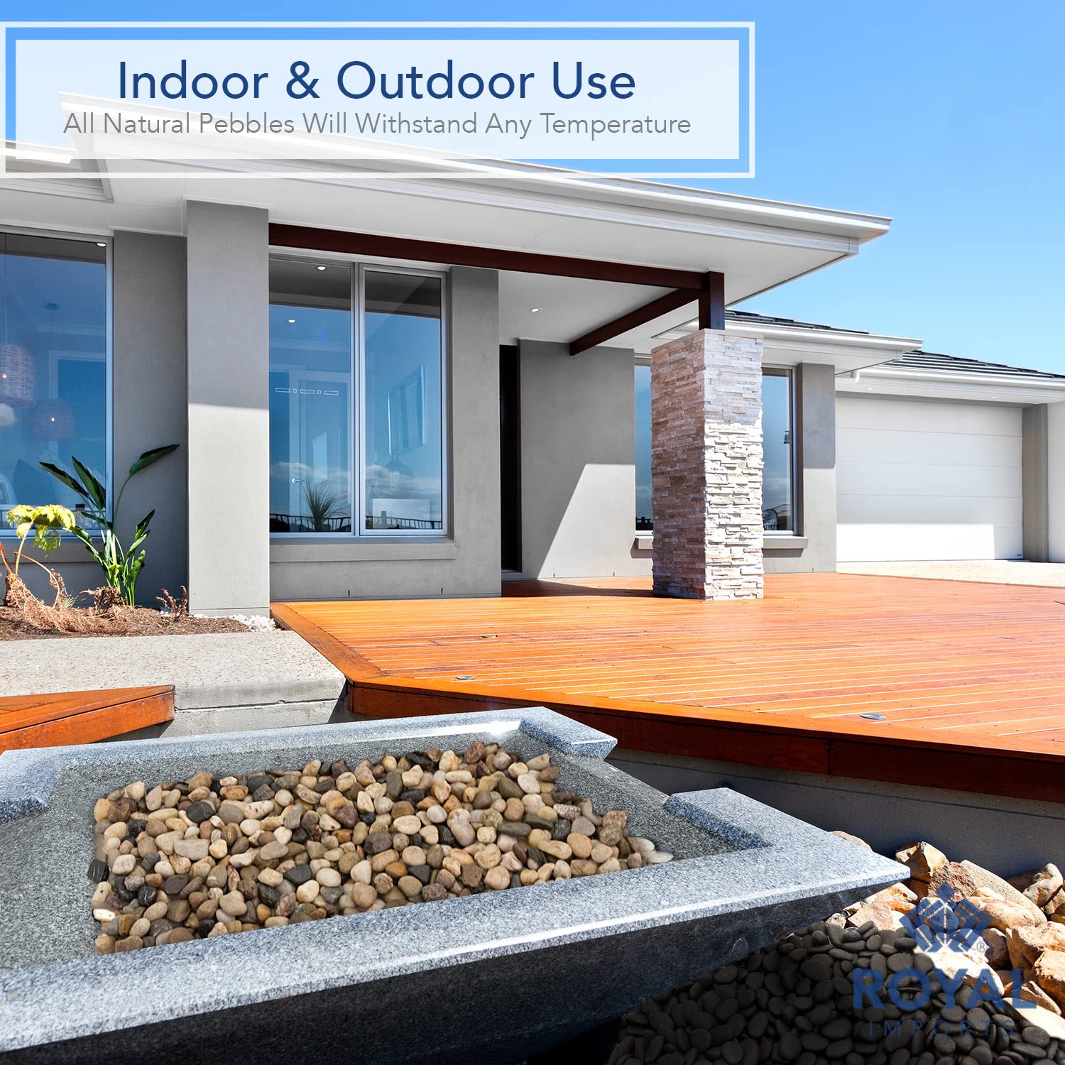 Royal Imports river rocks tone variety—natural whites and greys for versatile décor