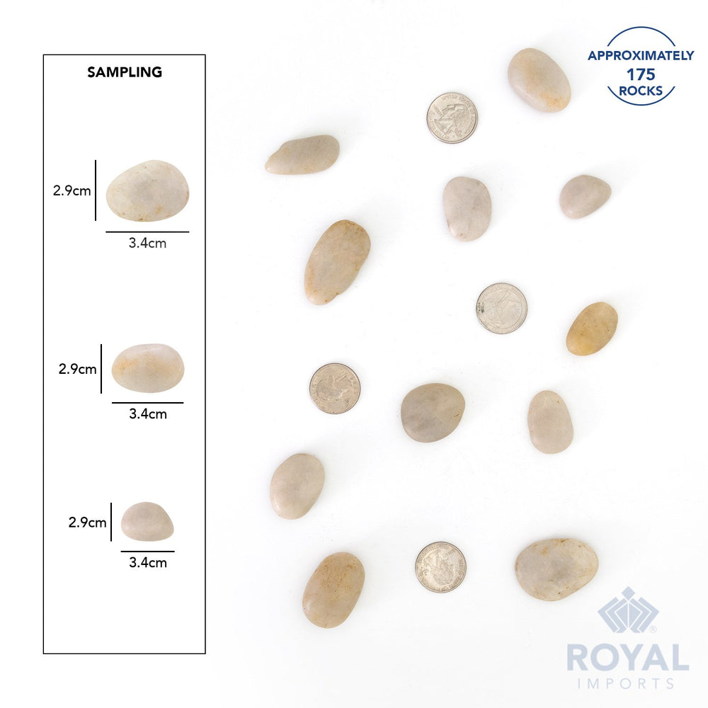 Royal Imports river rocks as walkway edging—drainage-friendly and low-maintenance landscaping