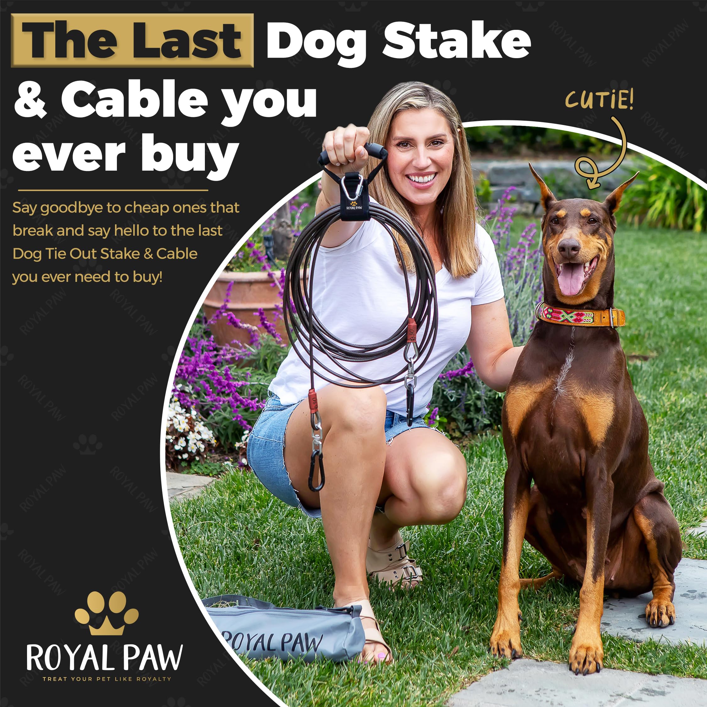 ROYAL PAW black stake design emphasizes durability for frequent outdoor use.