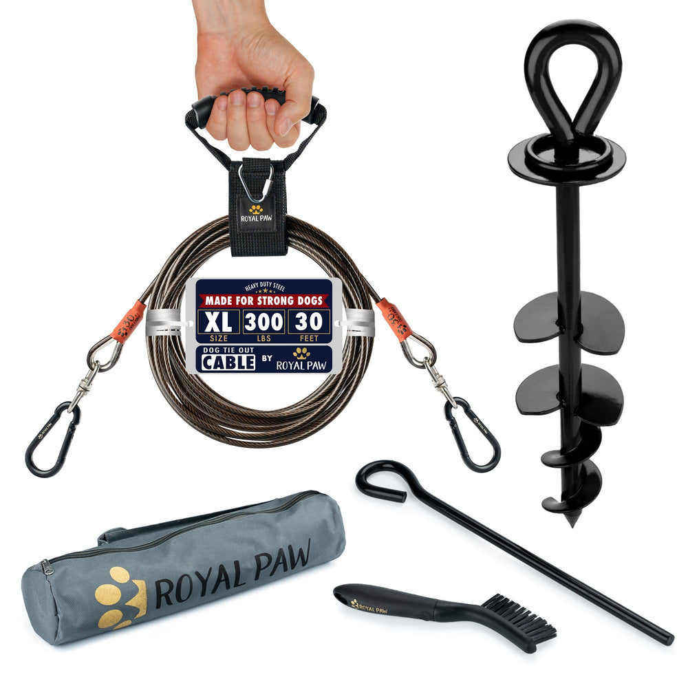 ROYAL PAW dog tie-out cable 30ft for secure yard use and long-range freedom.
