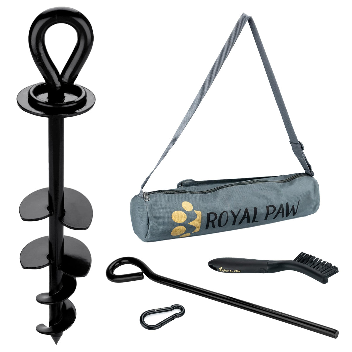 ROYAL PAW heavy-dog-pull stake safely anchors large dogs.