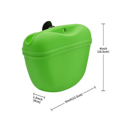 RoyalCare dog treat pouch waist clip demonstrates hands-free training on walks.