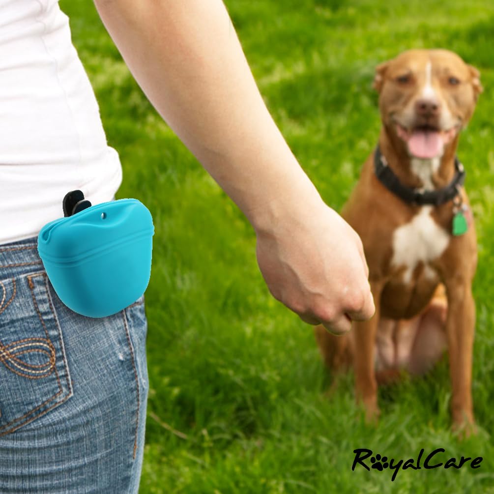 RoyalCare silicone treat bag enables one-hand feeding during focused training sessions.