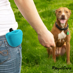 RoyalCare silicone treat bag enables one-hand feeding during focused training sessions.