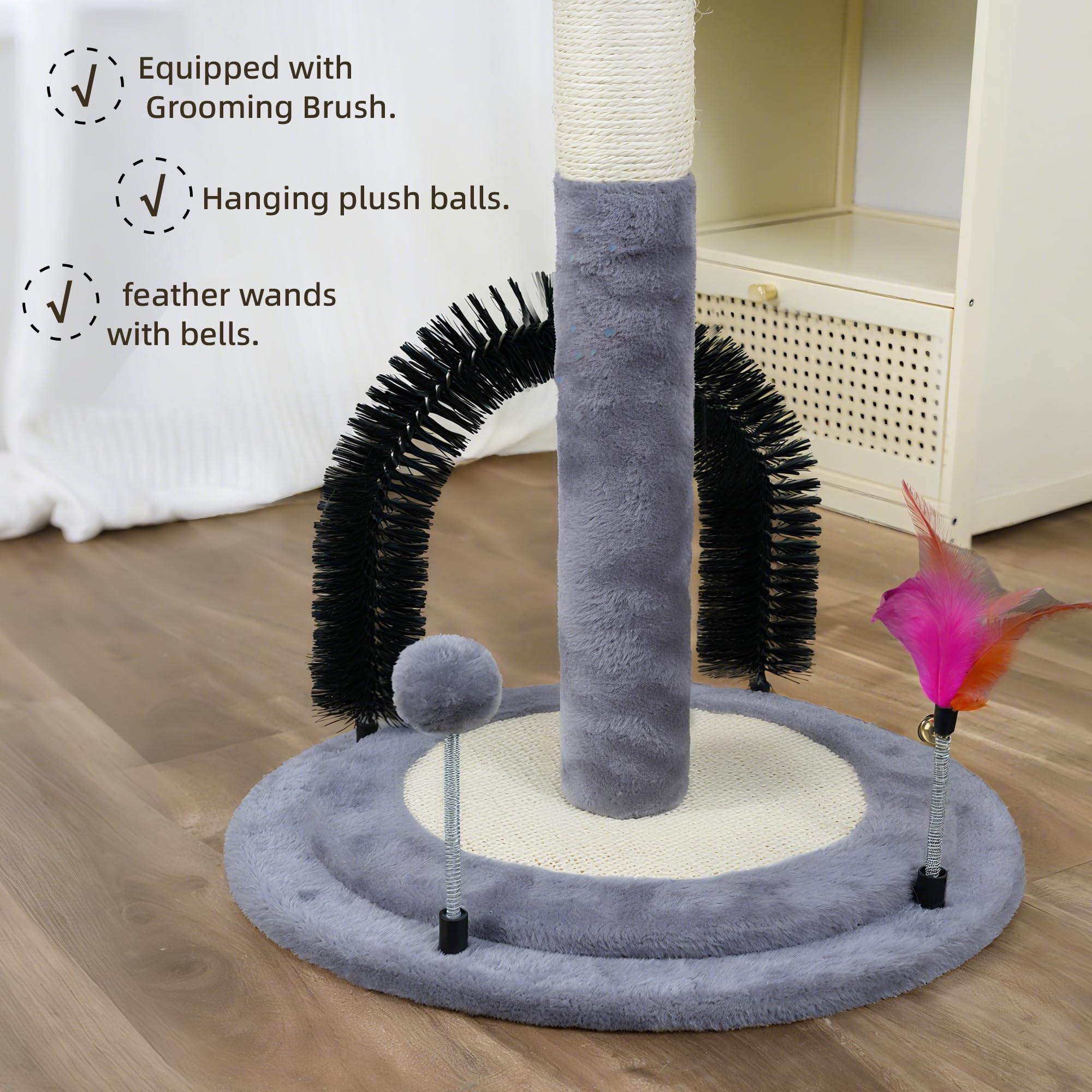 Roypet 360-degree sisal post demonstrates durable scratching and versatile claw maintenance
