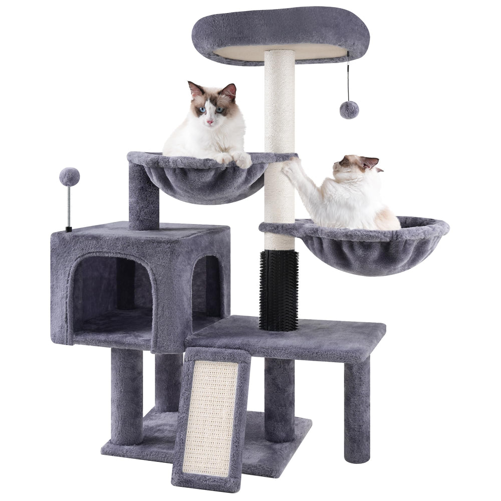 ROYPET cat tree swinging toy stimulates hunting instincts during play.