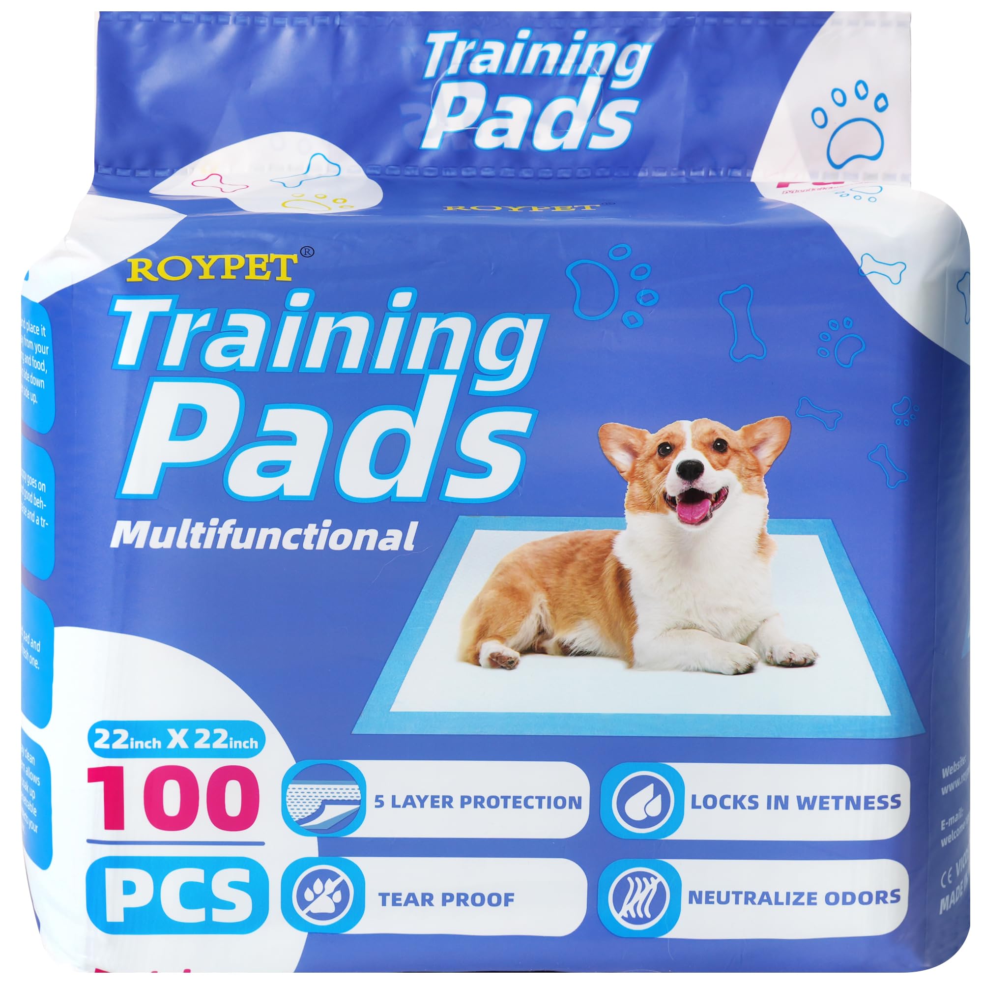 Roypet training pads bag open for easy training setup.