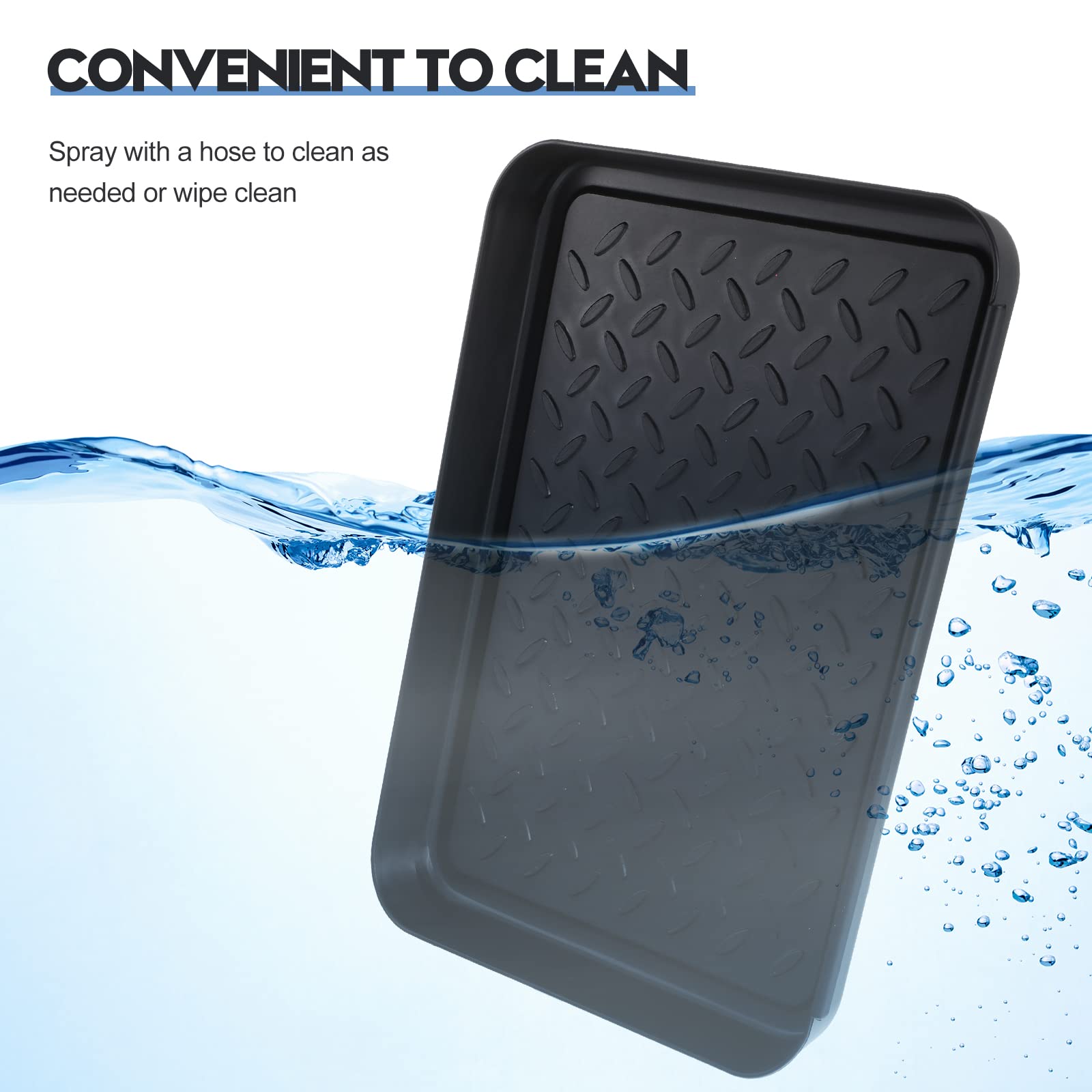 Rozer boot tray raised texture provides grip and easy cleaning