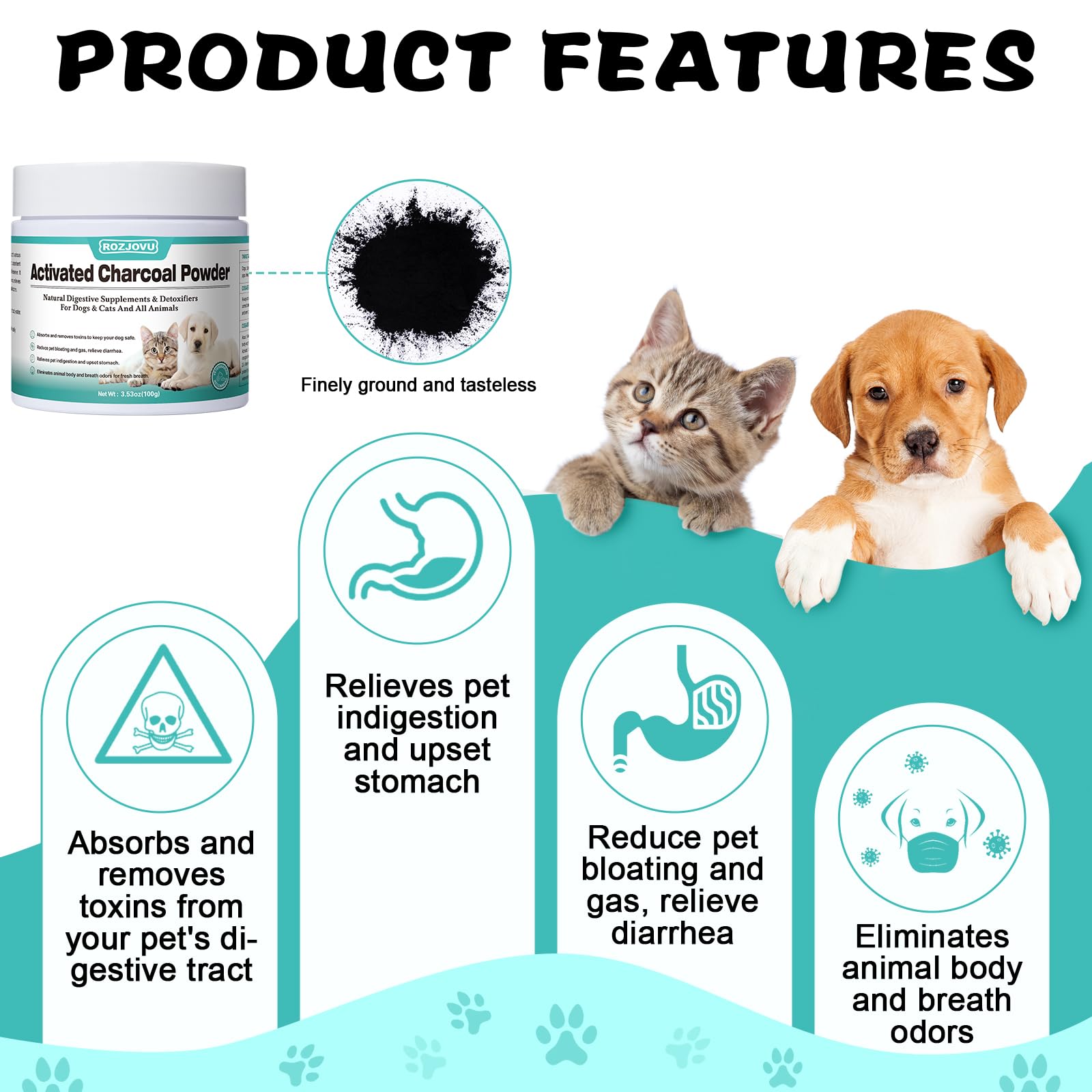 ROZJOVU Activated Charcoal dosing syringe for precise pet dosing.