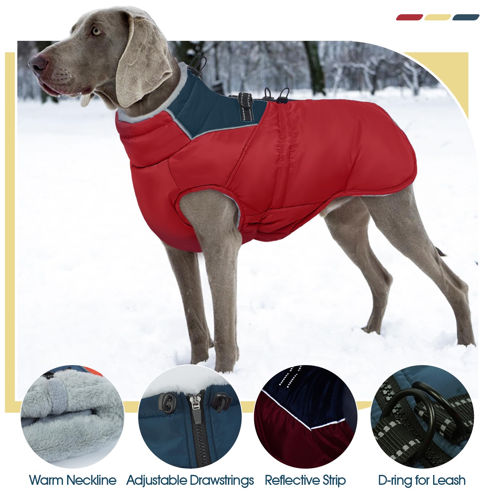 ROZKITCH dog jacket red M turtle neck detail enhances cozy winter comfort.
