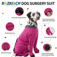 ROZKITCH dog recovery suit back magic closure enables quick, secure dressing