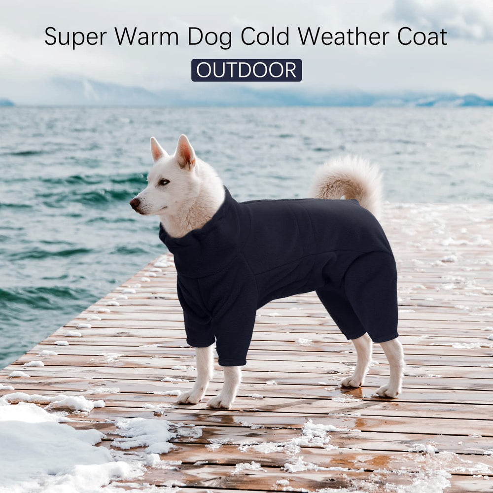 ROZKITCH dog winter coat side worn demonstrates comfortable fit during outdoor adventures