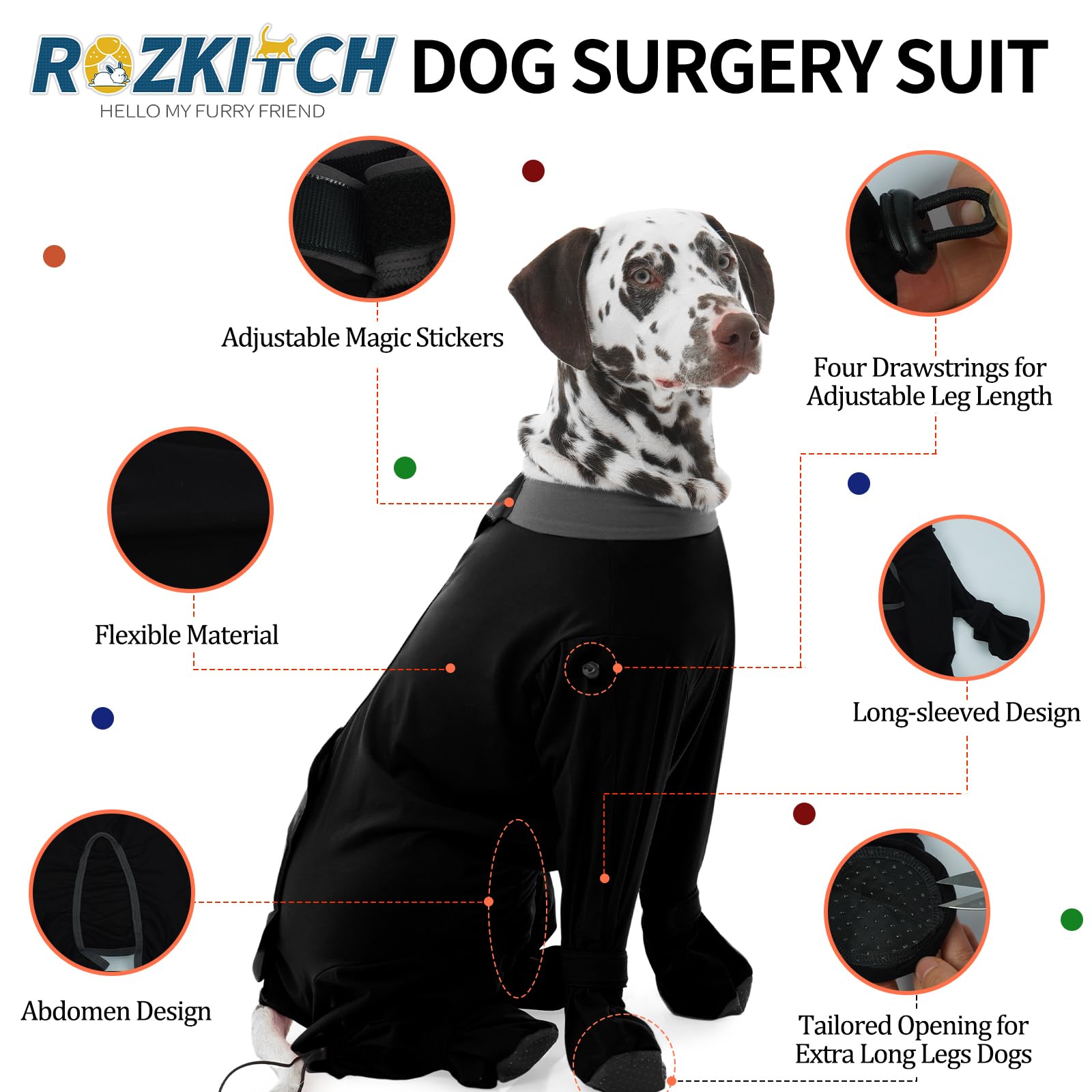 ROZKITCH four-sleeve side view shows complete coverage for post-surgery wear.
