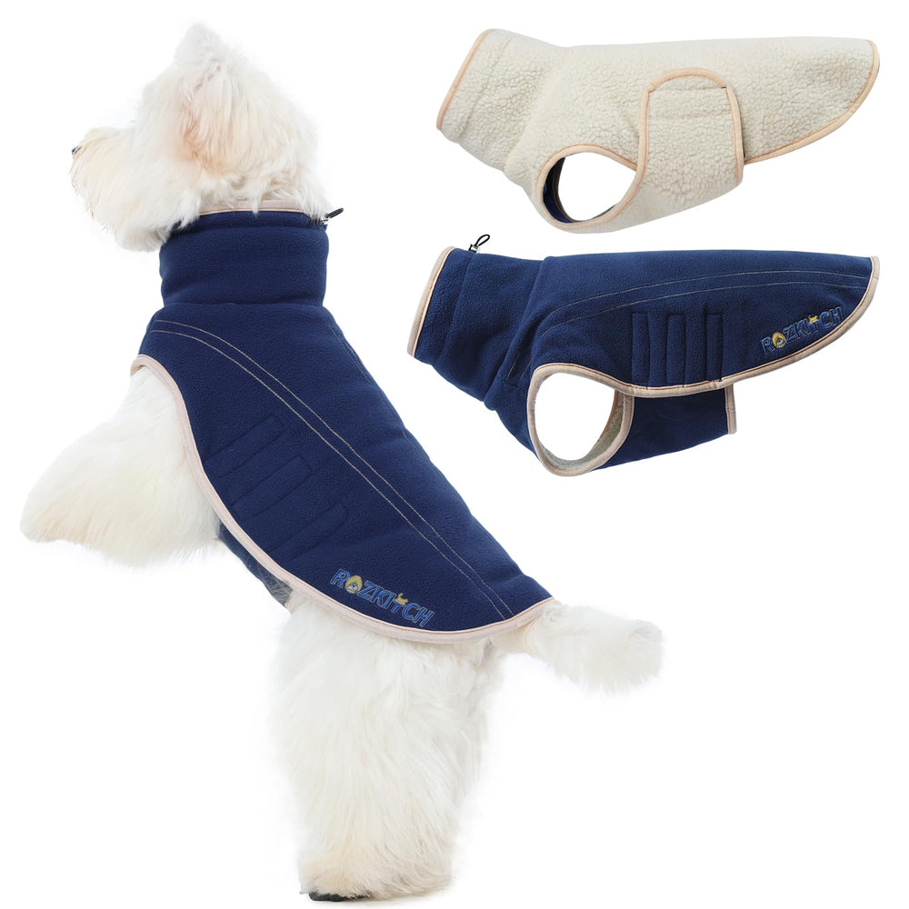 ROZKITCH reversible coat dark blue outside view showing secure Velcro for easy wearing