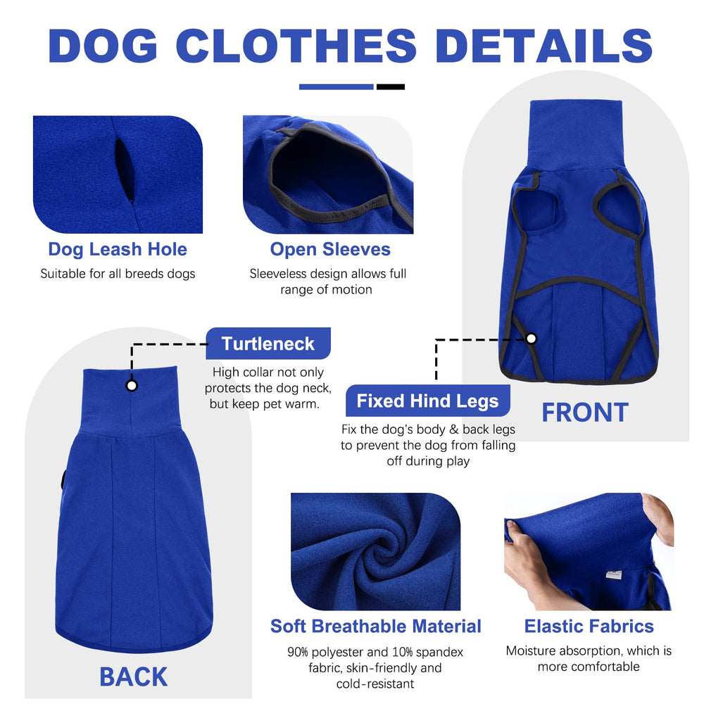 ROZKITCH Turtlenck Dog Pajamas blue M hiking scene—warmth and mobility during outdoor adventures