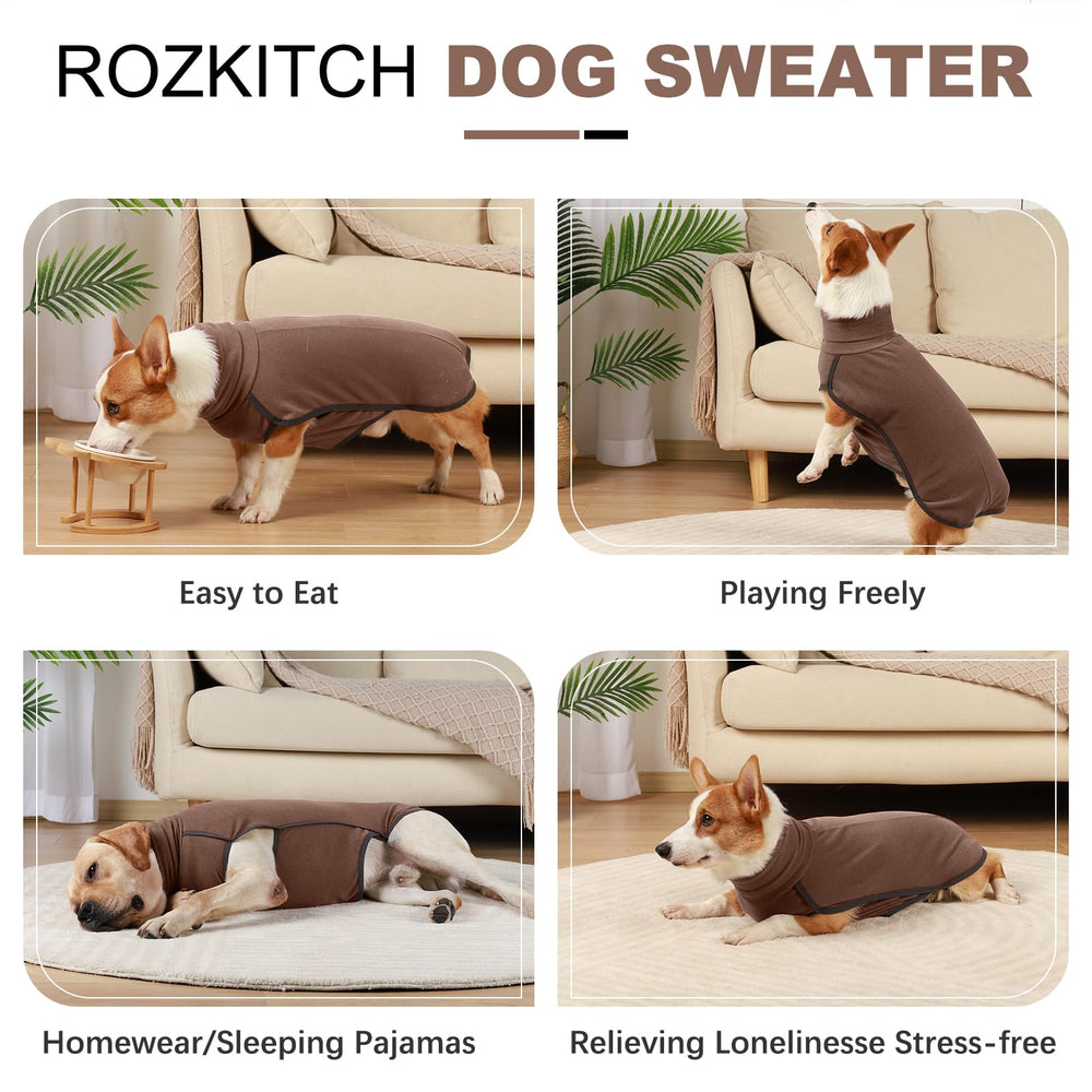 ROZKITCH warm dog sweater side with adjustable straps for secure fit.