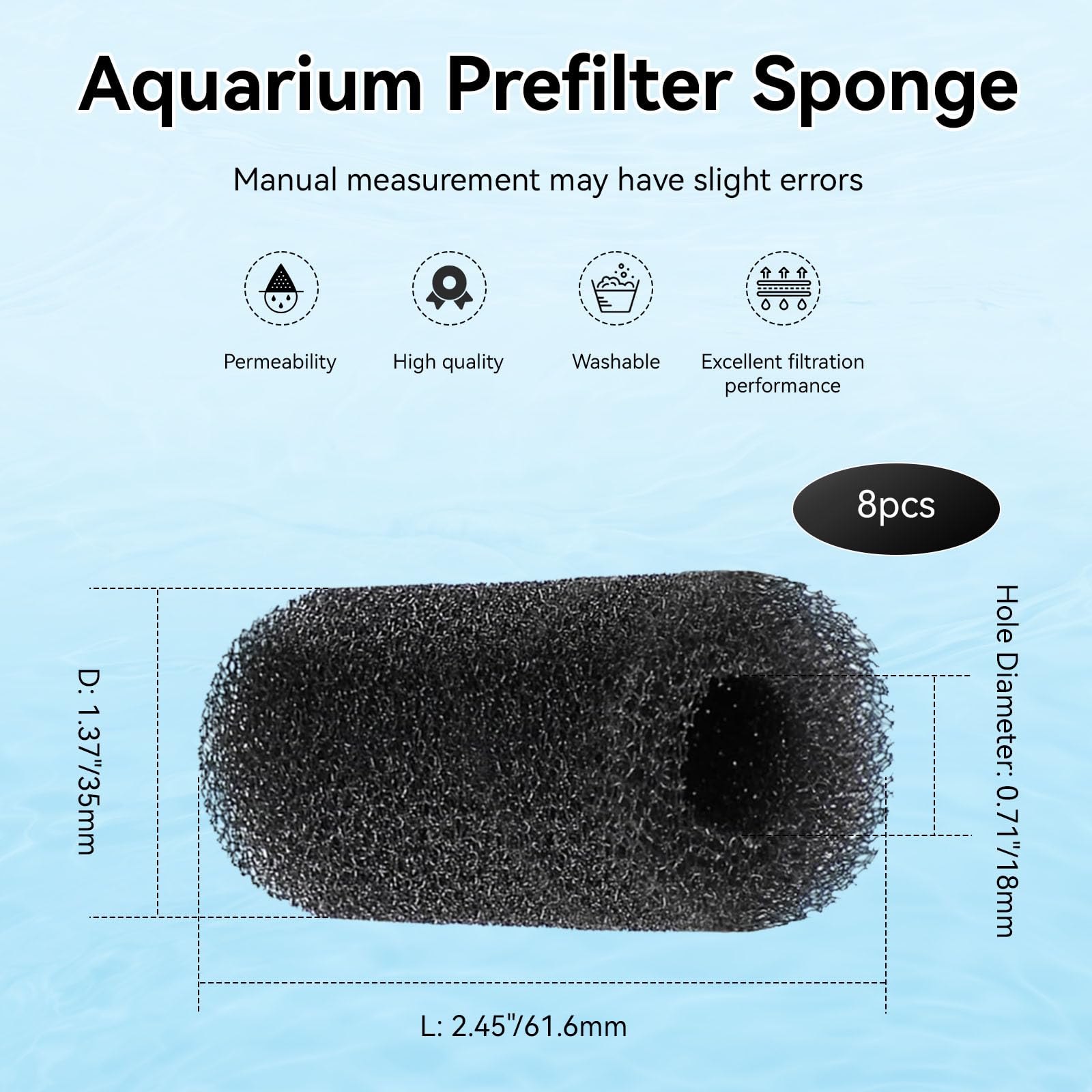 RPBKE aquarium filter inlet sponge demonstrates easy installation and steady water flow