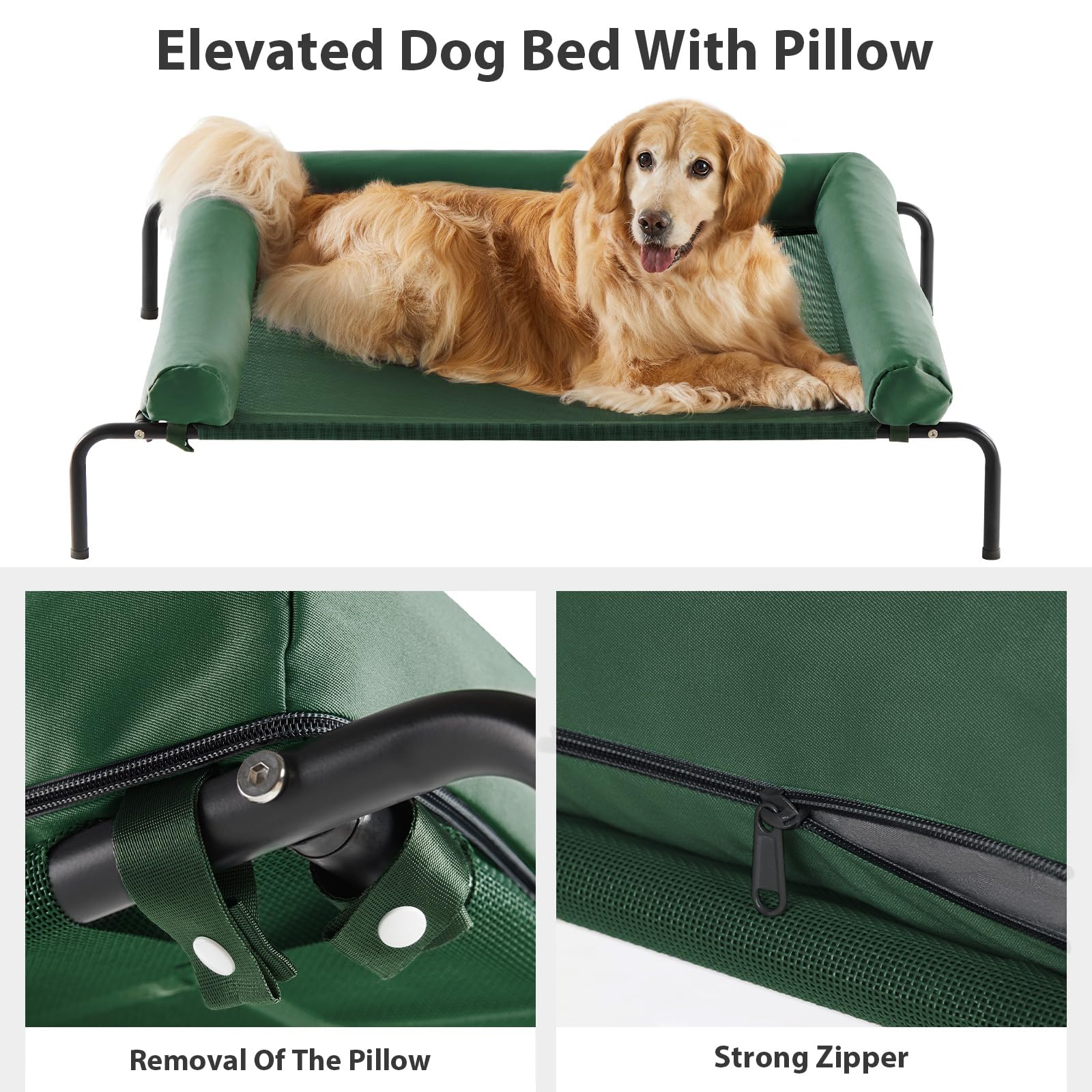 RRPETHOME elevated bed includes non-slip feet to keep the unit steady.