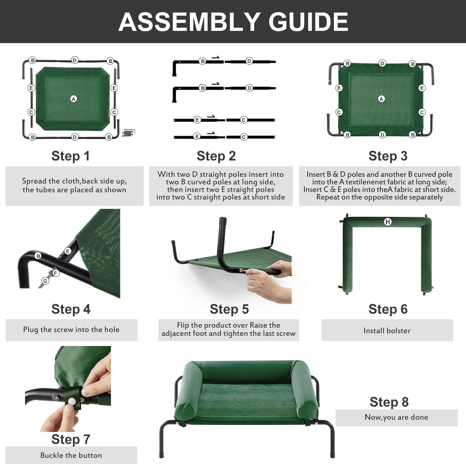 RRPETHOME portable elevated dog bed ideal for travel and outdoor use.