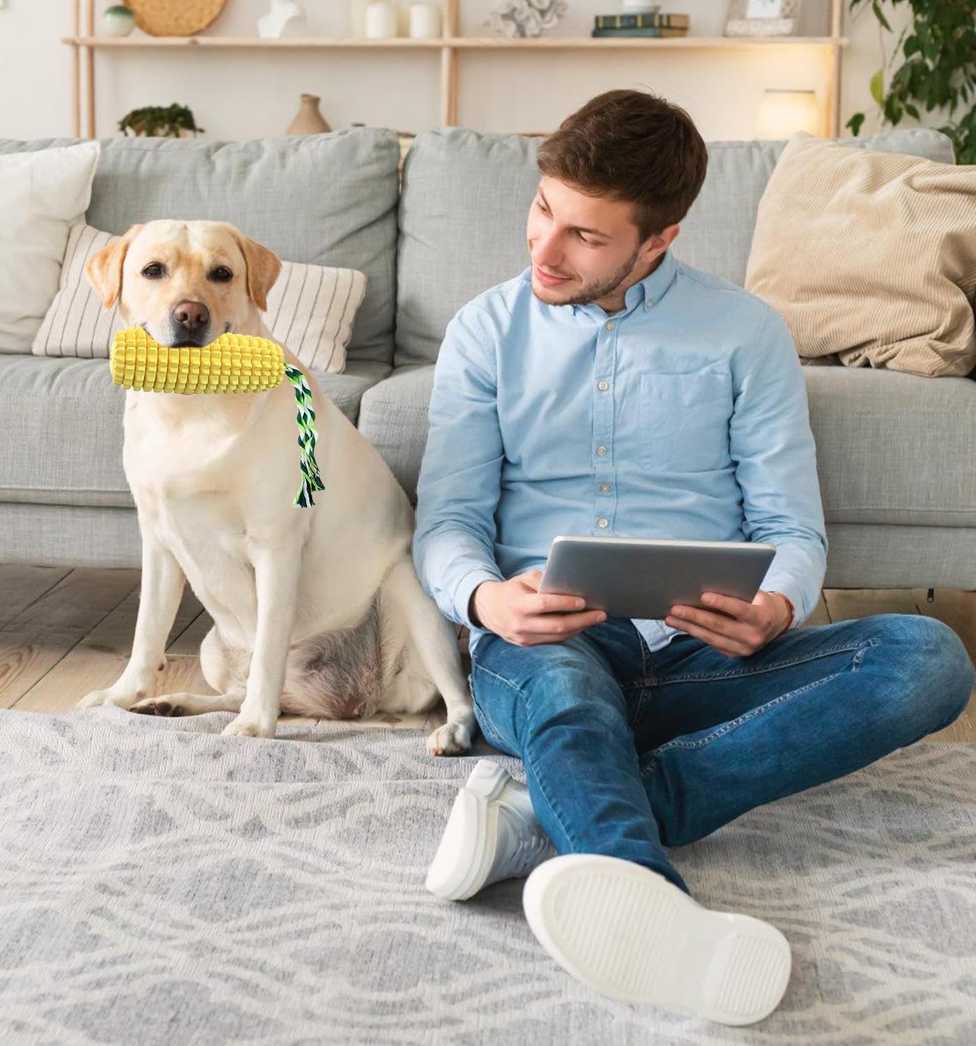 RQYUNMXI Corn Dog Toy fits all dog sizes from puppies to large breeds.