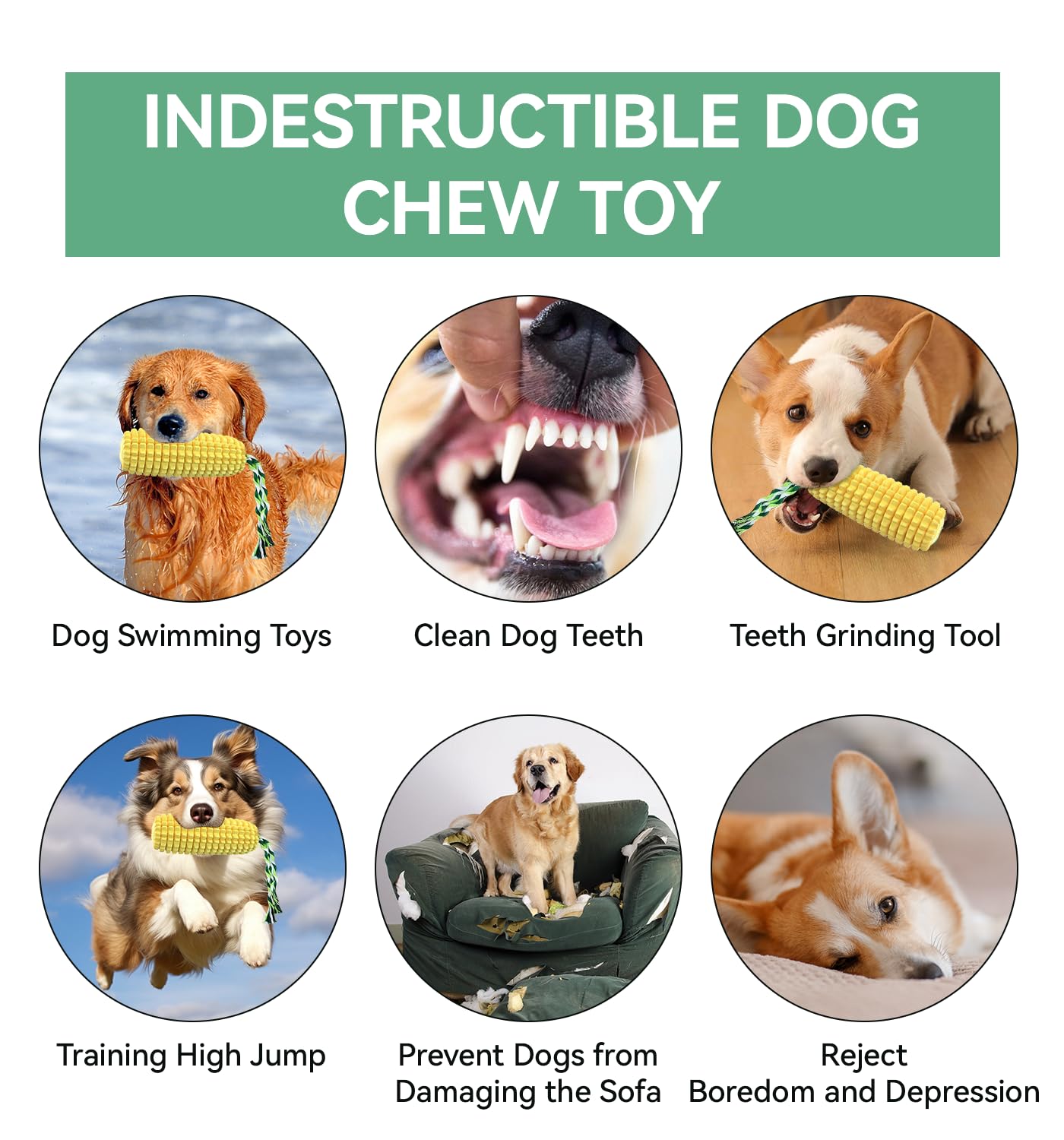 RQYUNMXI Corn Dog Toy with serrated teeth design for horizontal and vertical cleaning.