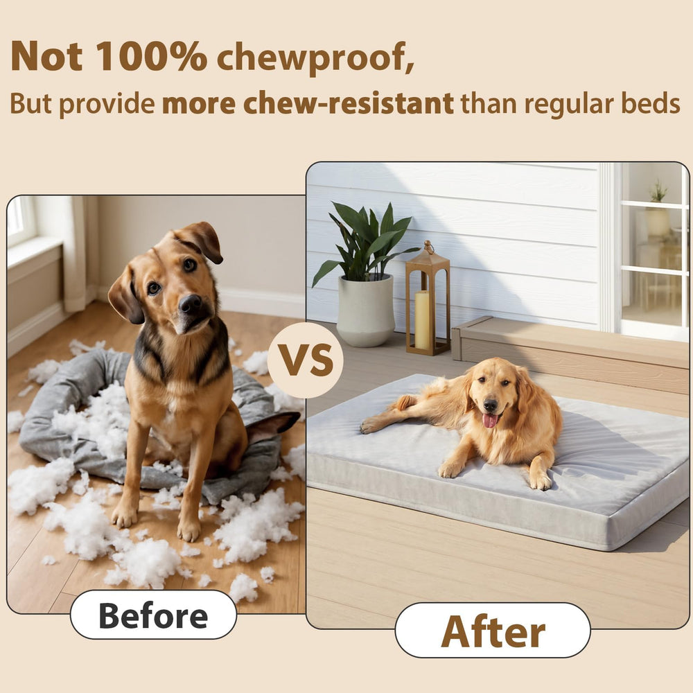 RRPETHOME indestructible bed memory foam close-up highlighting dense support.