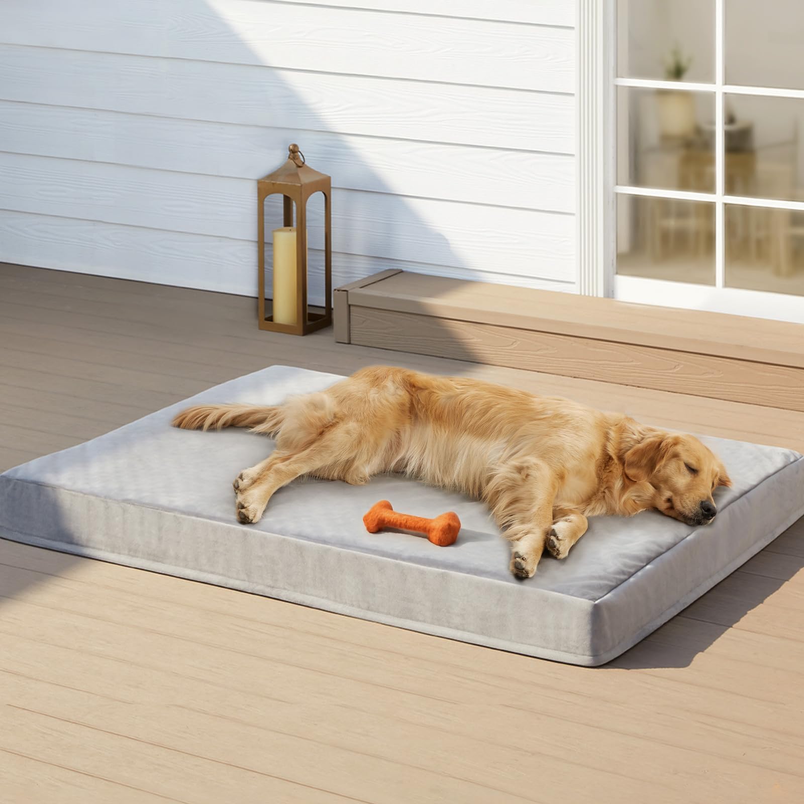 RRPETHOME indestructible bed outdoor crate pad shows rugged fabric and waterproof layer.
