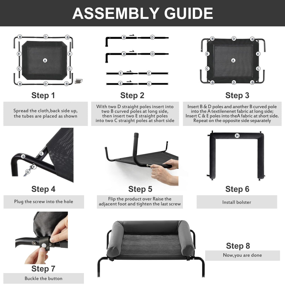 RRPETHOME large elevated cooling dog bed easy-clean construction for quick maintenance.