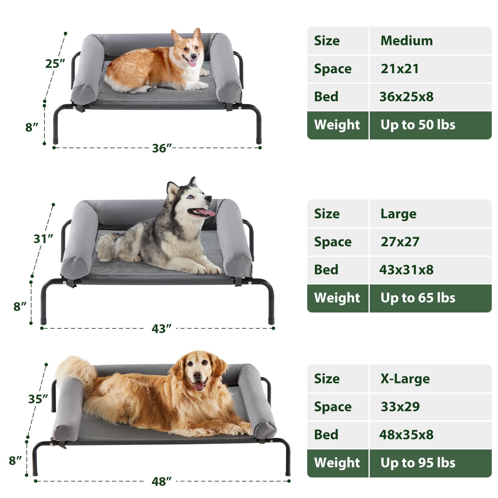 RRPETHOME 47-inch bed suits large dogs for spacious lounging.