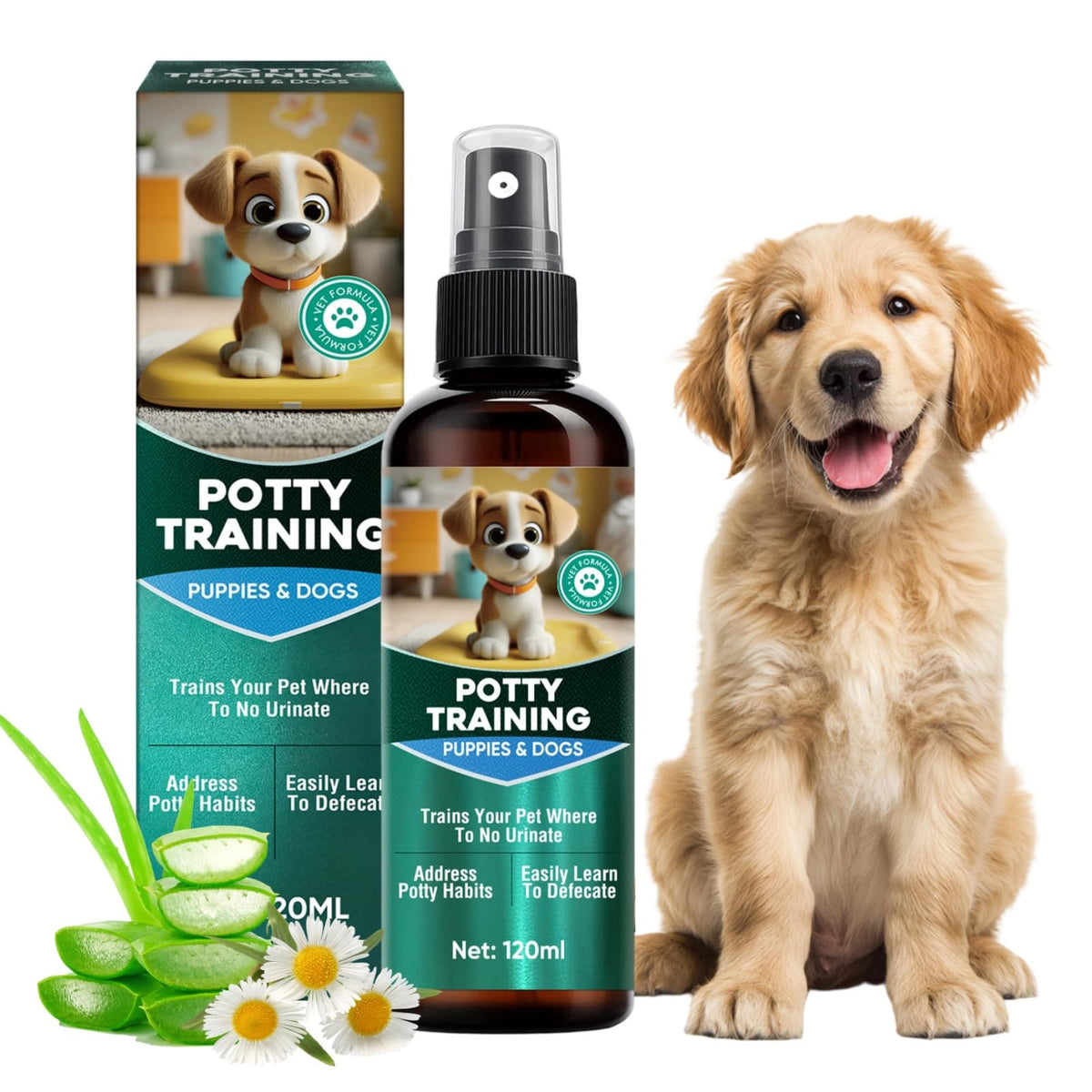 RSQQAV dog potty training spray bottle centers application to guide puppies toward designated bathroom spots