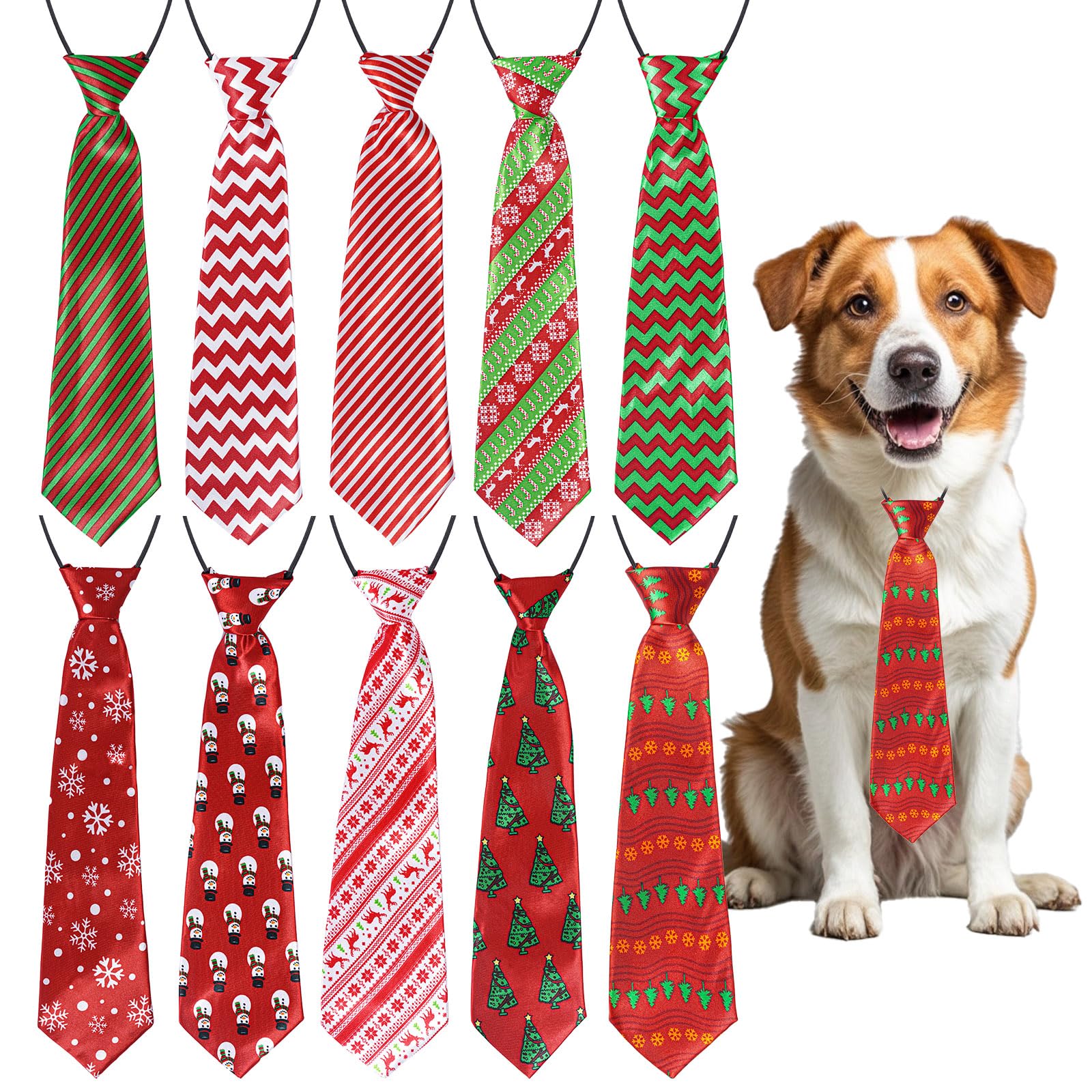 Rthjsfj Christmas dog neck tie with snowflake pattern for festive photo moments.