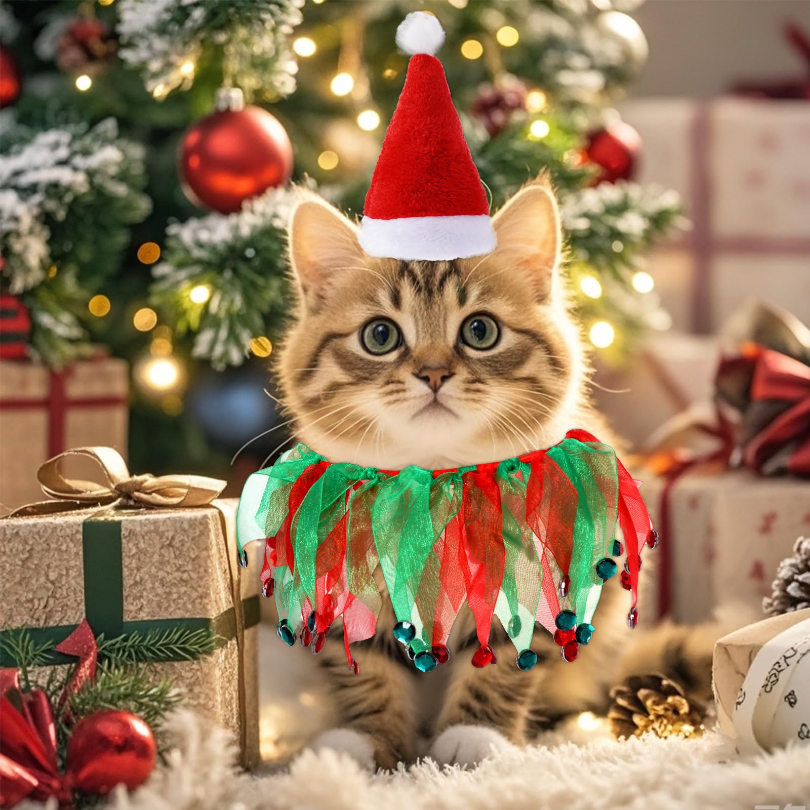 Rthjsfj Color-green-red-white-holiday-palette showcased on pet costume.