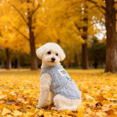 Rthjsfj fleece vest dog sweater blue close-up fleece texture emphasizing plush warmth