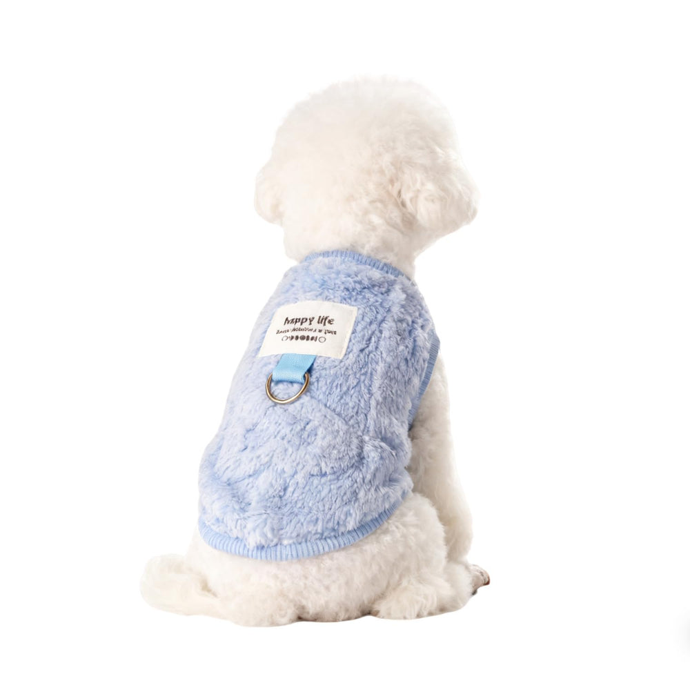 Rthjsfj fleece vest dog sweater blue puppy-style outfit for chilly days