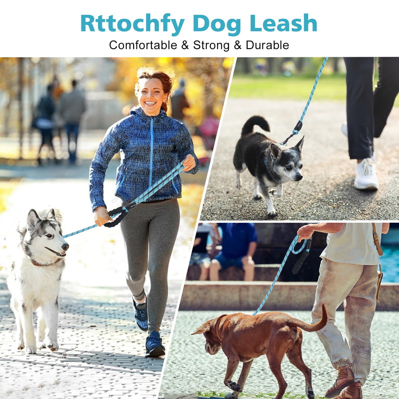 Rttochfy correa para perro con longitud ajustable de 2 a 10 pies para libertad controlada.