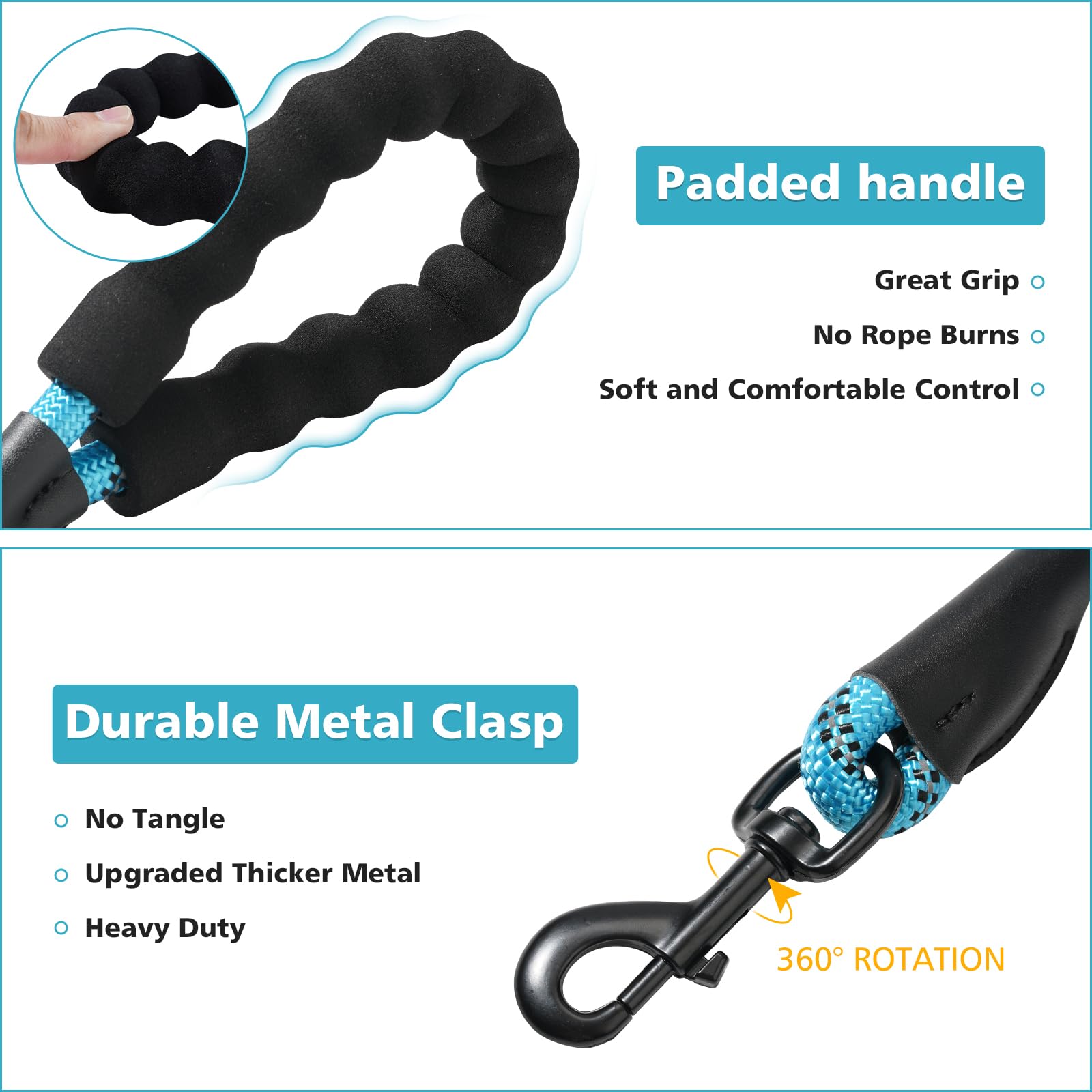 Rttochfy heavy-duty nylon-rope leash provides durable control