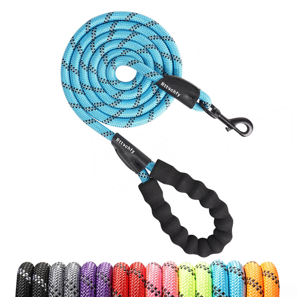 Rttochfy padded-handle rope dog leash blue for comfortable daily walks