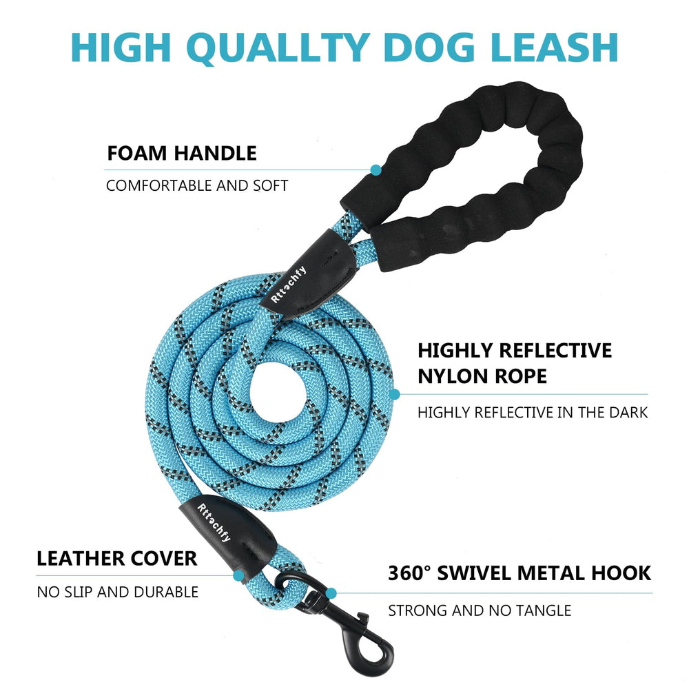 Rttochfy reflective-threads leash blue enhances night safety and visibility